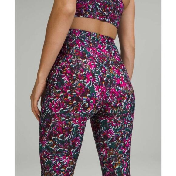 Lululemon Base Pace High-Rise Fleece Tight 28" In Floral Electric Multi Size 6 - Picture 2 of 8